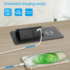 Pop Up Sofa Outlet With 15W Wireless Charger And 20W USB C Fast Charging