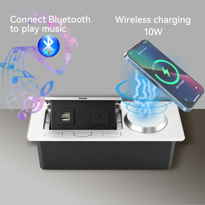 Smart Sofa Power Hub With Bluetooth Speaker And 10W Wireless Charger