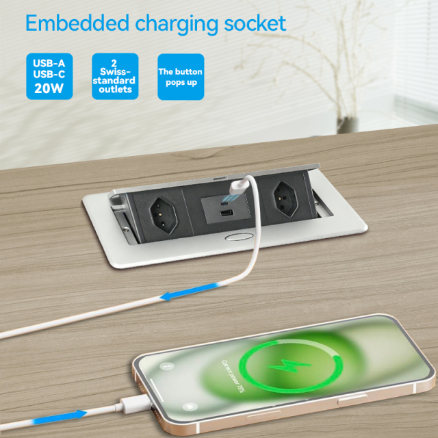Pop Up Desktop Socket With USB C Fast Charging Port Switzland Socket