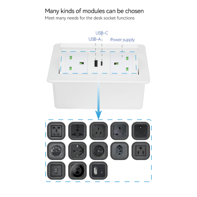 Factory Price Small Pop Up Socket Countertop 15w Wireless Charger Child Safety Table Lamp Socket Portable Socket