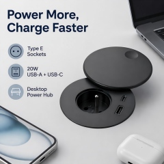 New arrival French standard black flip cover power grommet with French outlet usb a and uab c