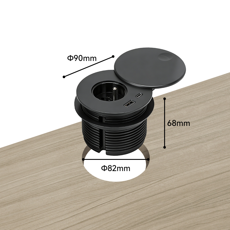 New arrival French standard black flip cover power grommet with French outlet usb a and uab c