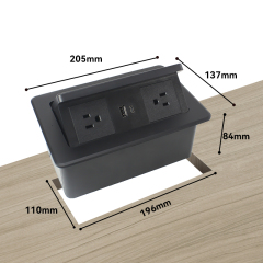 Wholesale Desktop Pop Up Power Socket With Wireless Charging 2 US AC Outlets 1 USB-A&C Charging Suitable For Most Furniture