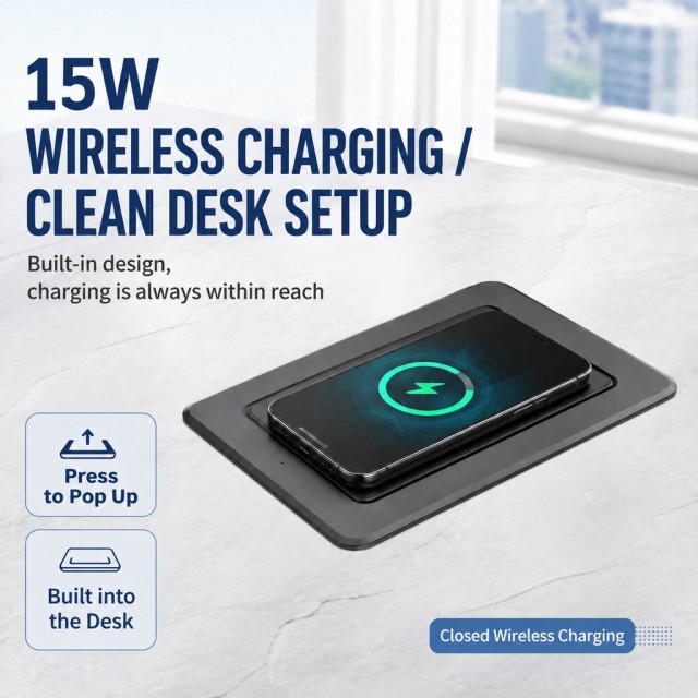Gaost au standard flush mounting electric office safety SAA ABS pop up socket with 15 w wireless charger