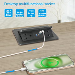Factory Price Small Pop Up Socket Countertop 15w Wireless Charger Child Safety Table Lamp Socket Portable Socket
