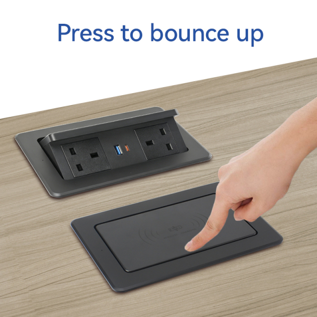 Factory Price Small Pop Up Socket Countertop 15w Wireless Charger Child Safety Table Lamp Socket Portable Socket