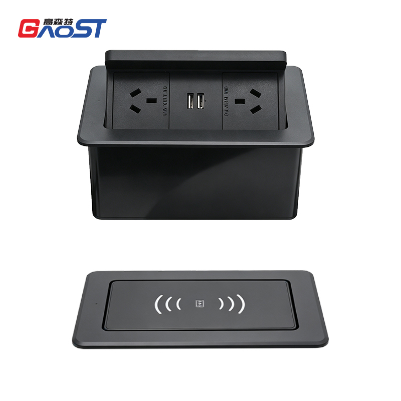Gaost au standard flush mounting electric office safety SAA ABS pop up socket with 15 w wireless charger