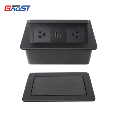Wholesale Desktop Pop Up Power Socket With Wireless Charging 2 US AC Outlets 1 USB-A&C Charging Suitable For Most Furniture