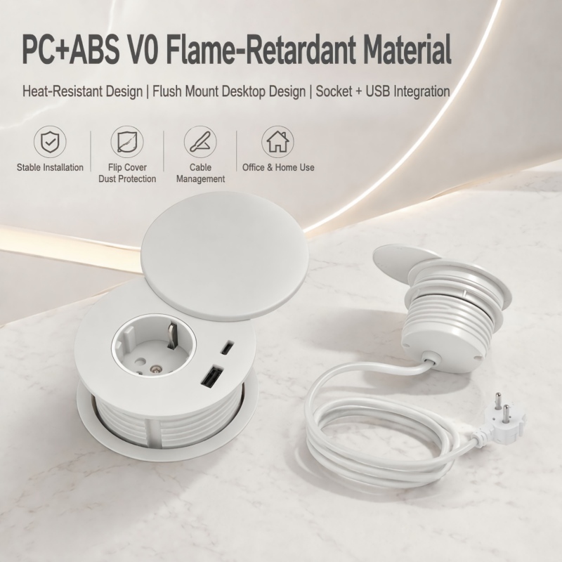 Factory German electrical grommet round desk grommet ABS desk power grommet with usb a+c