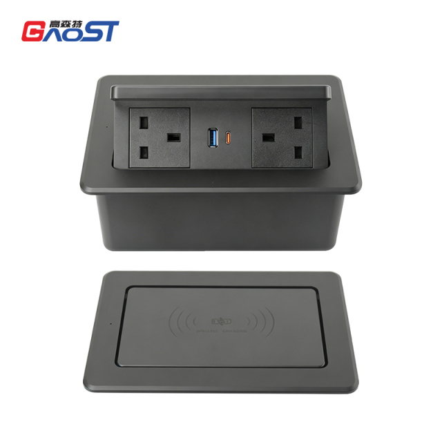 Factory Price Small Pop Up Socket Countertop 15w Wireless Charger Child Safety Table Lamp Socket Portable Socket