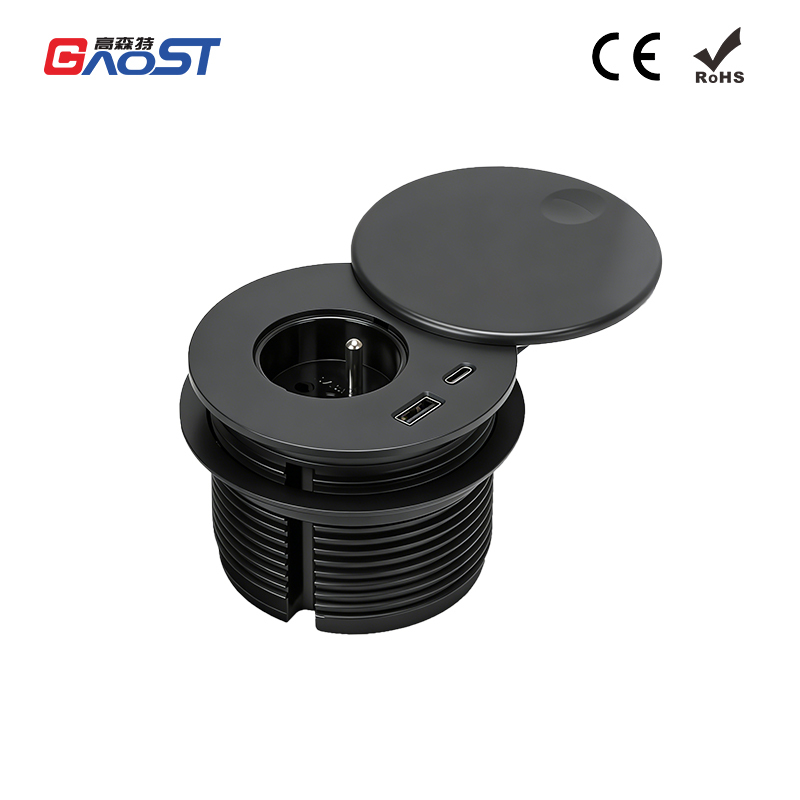 New arrival French standard black flip cover power grommet with French outlet usb a and uab c