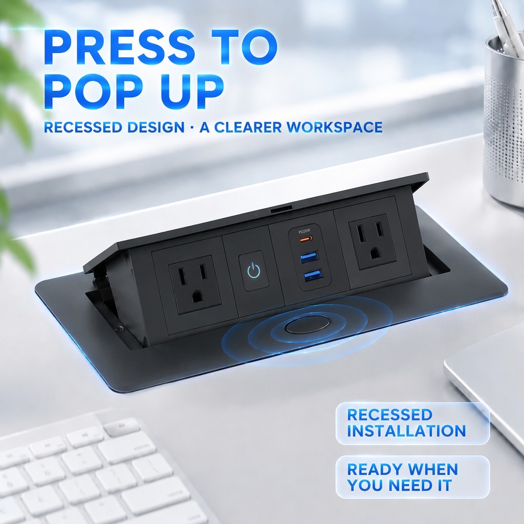 All-in-One Desktop Power Hub with 2 USB-C & 2 USB-A Ports, UL Certified Fast Charger for Home Office Workstation