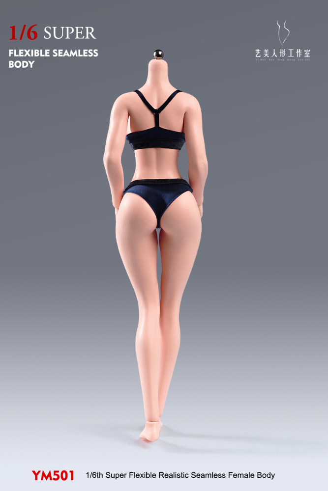 1/6 Scale Female Body 12inch Super Flexible Seamless Female Figure Body with Detachable Feet Pale Skin Large Bust Miniature Action Figure Doll