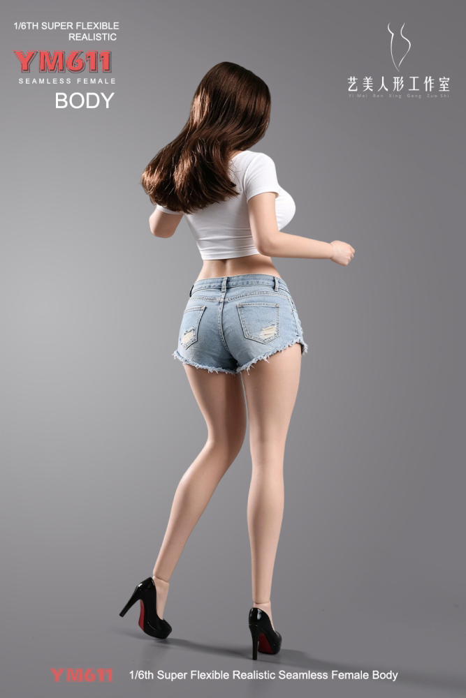1/6 Scale Female Body, 12inch Super Flexible Seamless Large Bust Normal Skin Figure Slender Waist Soft Miniature Action Figure Body with Detachable Feet