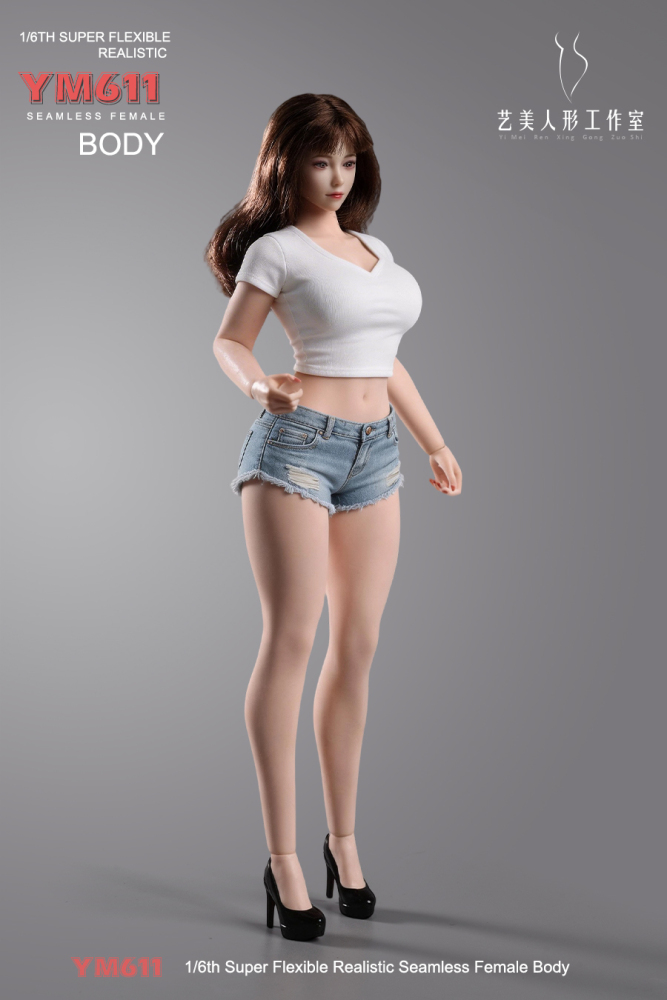 1/6 Scale Female Body, 12inch Super Flexible Seamless Large Bust Normal Skin Figure Slender Waist Soft Miniature Action Figure Body with Detachable Feet