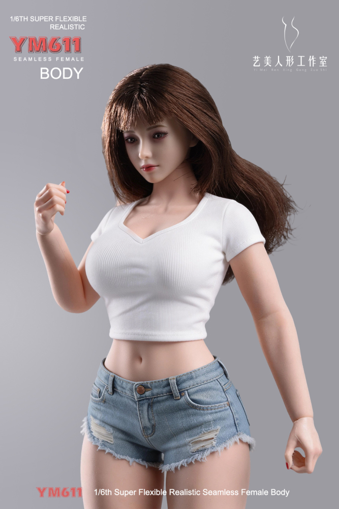 1/6 Scale Female Body, 12inch Super Flexible Seamless Large Bust Normal Skin Figure Slender Waist Soft Miniature Action Figure Body with Detachable Feet