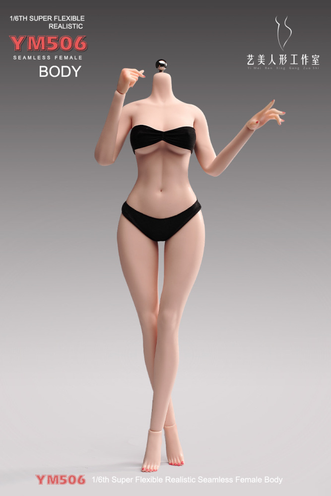 1/6 Scale Female Body, 12inch Super Flexible Seamless Large Bust Normal Skin Figure Slender Waist Soft Miniature Action Figure Body with Detachable Feet