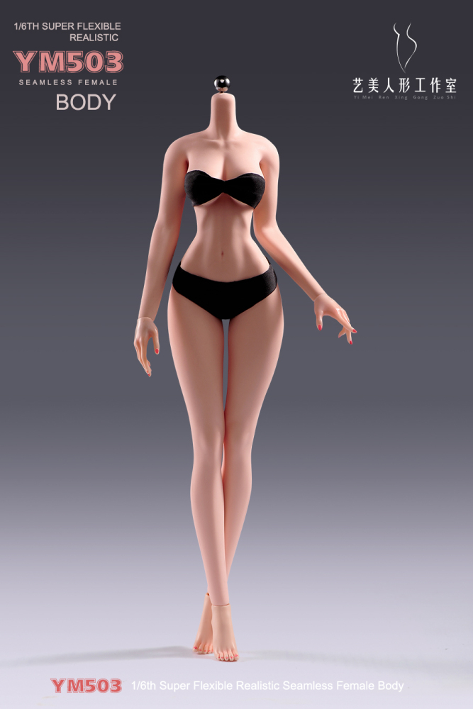 1/6 Scale Female Body, 12inch Super Flexible Seamless Large Bust Normal Skin Figure Slender Waist Soft Miniature Action Figure Body with Detachable Feet