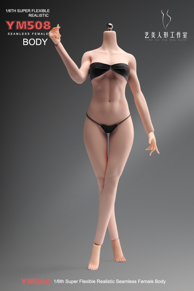 1/6 Scale Female Body, 12inch Super Flexible Seamless Large Bust Normal Skin Figure Slender Waist Soft Miniature Action Figure Body with Detachable Feet