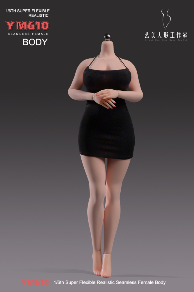 1/6 Scale Female Body, 12inch Super Flexible Seamless Large Bust Normal Skin Figure Slender Waist Soft Miniature Action Figure Body with Detachable Feet