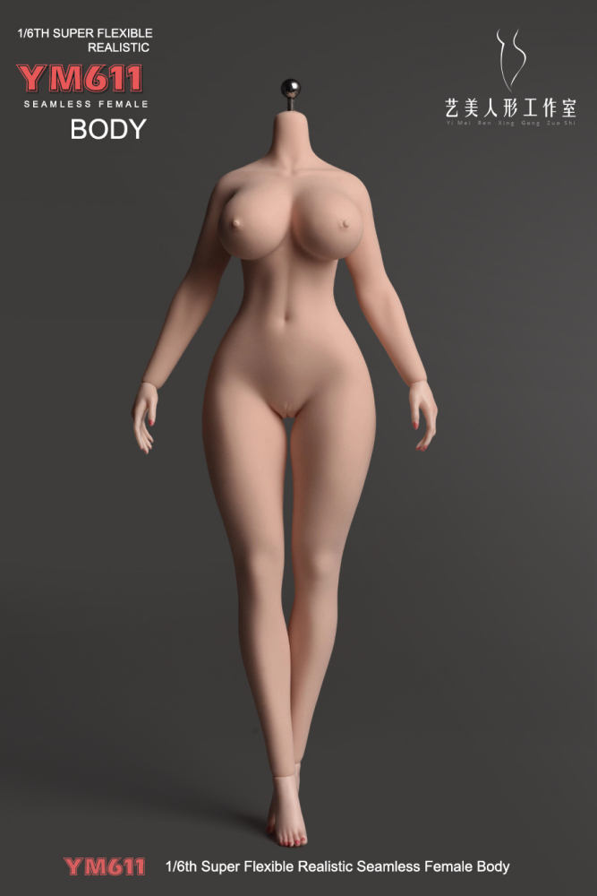 1/6 Scale Female Body, 12inch Super Flexible Seamless Large Bust Normal Skin Figure Slender Waist Soft Miniature Action Figure Body with Detachable Feet