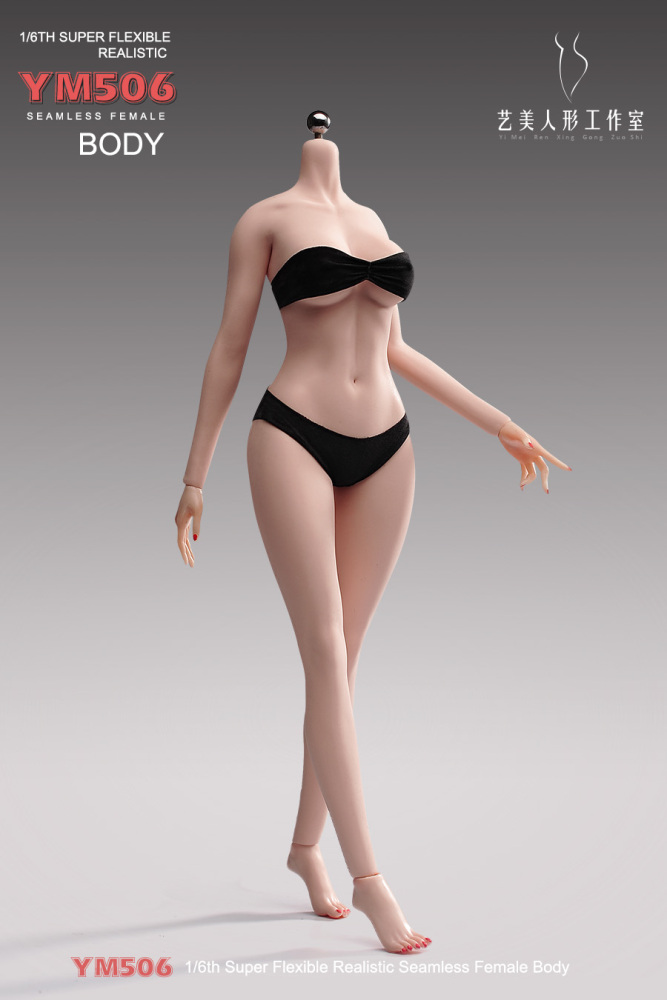 1/6 Scale Female Body, 12inch Super Flexible Seamless Large Bust Normal Skin Figure Slender Waist Soft Miniature Action Figure Body with Detachable Feet