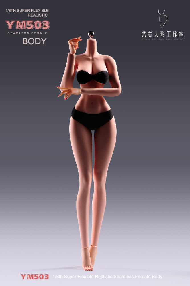 1/6 Scale Female Body, 12inch Super Flexible Seamless Large Bust Normal Skin Figure Slender Waist Soft Miniature Action Figure Body with Detachable Feet
