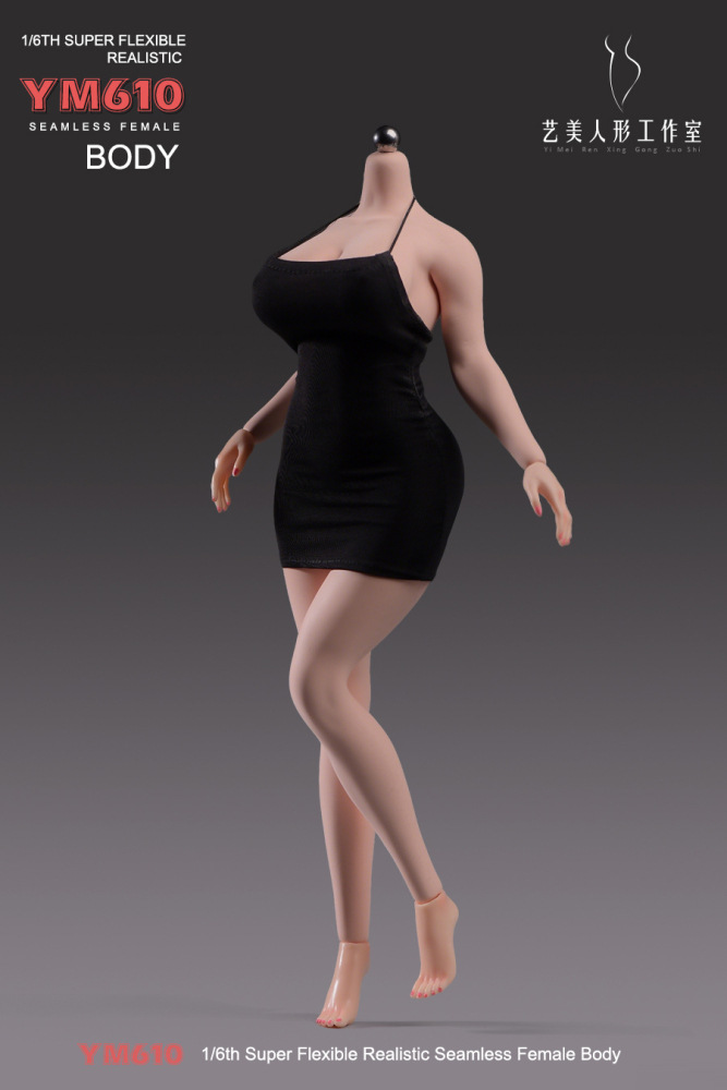 1/6 Scale Female Body, 12inch Super Flexible Seamless Large Bust Normal Skin Figure Slender Waist Soft Miniature Action Figure Body with Detachable Feet