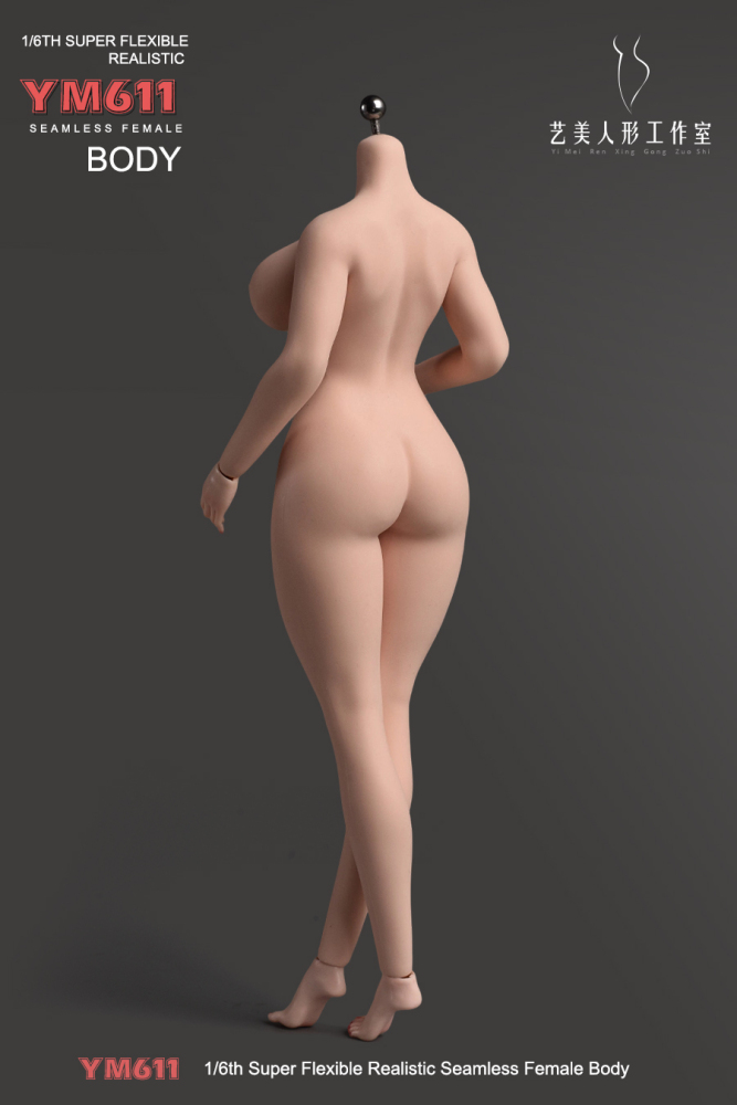 1/6 Scale Female Body, 12inch Super Flexible Seamless Large Bust Normal Skin Figure Slender Waist Soft Miniature Action Figure Body with Detachable Feet