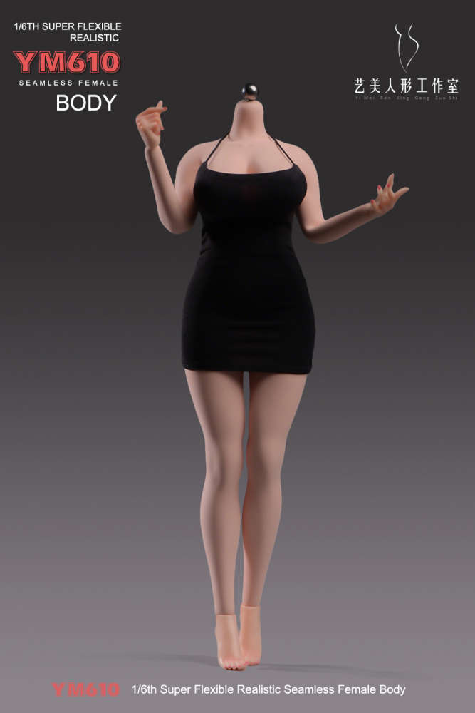 1/6 Scale Female Body, 12inch Super Flexible Seamless Large Bust Normal Skin Figure Slender Waist Soft Miniature Action Figure Body with Detachable Feet