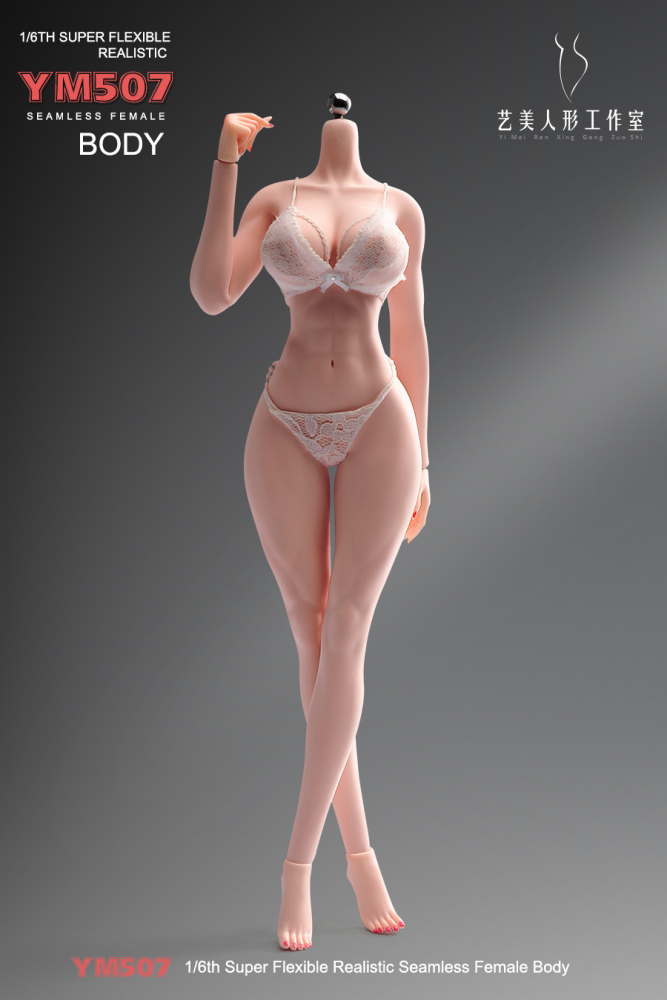 1/6 Scale Female Body, 12inch Super Flexible Seamless Large Bust Normal Skin Figure Slender Waist Soft Miniature Action Figure Body with Detachable Feet