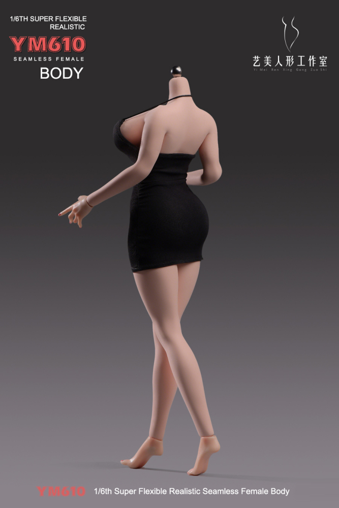 1/6 Scale Female Body, 12inch Super Flexible Seamless Large Bust Normal Skin Figure Slender Waist Soft Miniature Action Figure Body with Detachable Feet