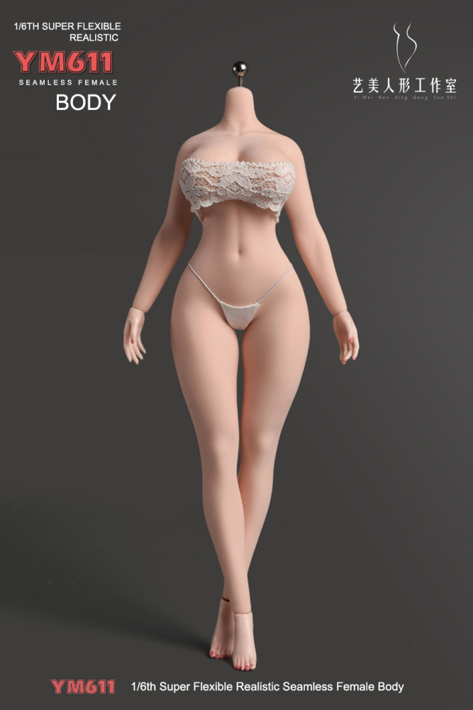 1/6 Scale Female Body, 12inch Super Flexible Seamless Large Bust Normal Skin Figure Slender Waist Soft Miniature Action Figure Body with Detachable Feet