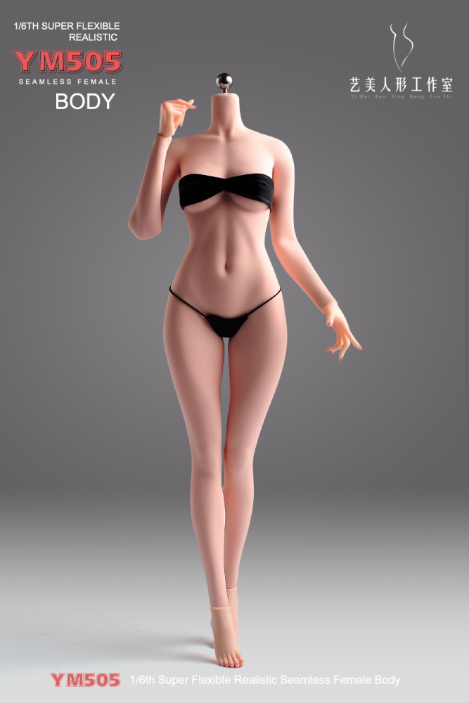 1/6 Scale Female Body, 12inch Super Flexible Seamless Large Bust Normal Skin Figure Slender Waist Soft Miniature Action Figure Body with Detachable Feet