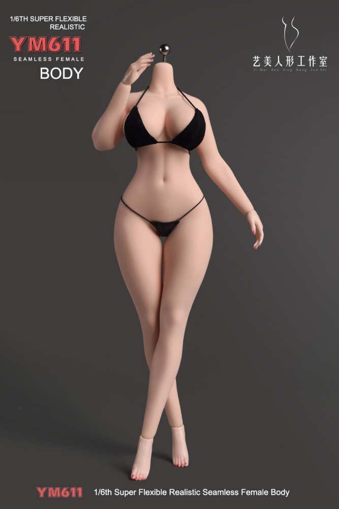1/6 Scale Female Body, 12inch Super Flexible Seamless Large Bust Normal Skin Figure Slender Waist Soft Miniature Action Figure Body with Detachable Feet