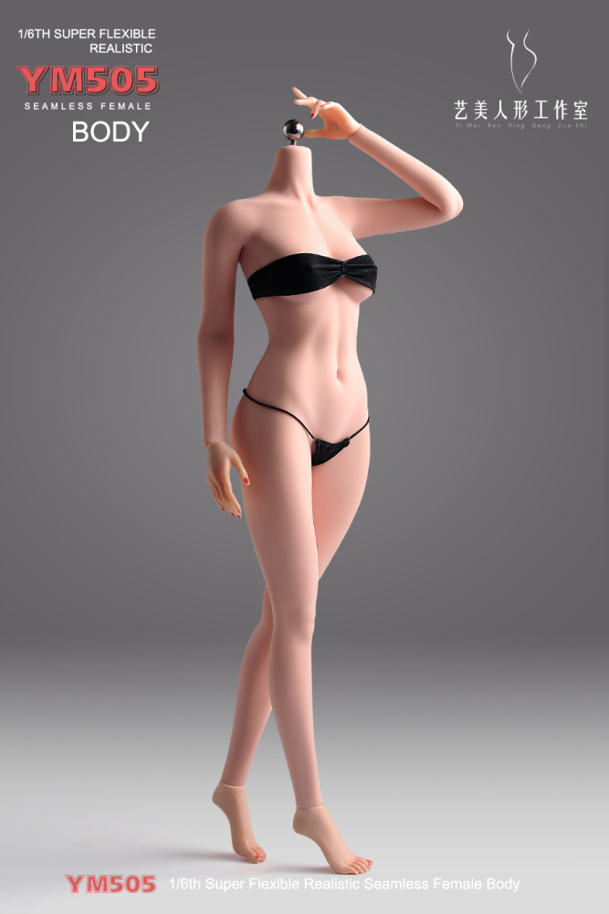 1/6 Scale Female Body, 12inch Super Flexible Seamless Large Bust Normal Skin Figure Slender Waist Soft Miniature Action Figure Body with Detachable Feet