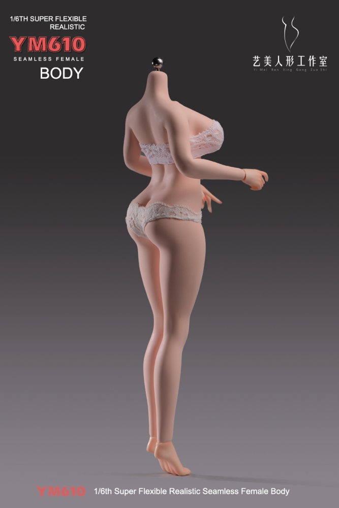 1/6 Scale Female Body, 12inch Super Flexible Seamless Large Bust Normal Skin Figure Slender Waist Soft Miniature Action Figure Body with Detachable Feet