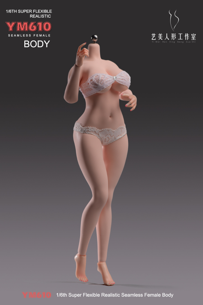 1/6 Scale Female Body, 12inch Super Flexible Seamless Large Bust Normal Skin Figure Slender Waist Soft Miniature Action Figure Body with Detachable Feet