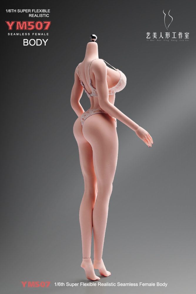 1/6 Scale Female Body, 12inch Super Flexible Seamless Large Bust Normal Skin Figure Slender Waist Soft Miniature Action Figure Body with Detachable Feet
