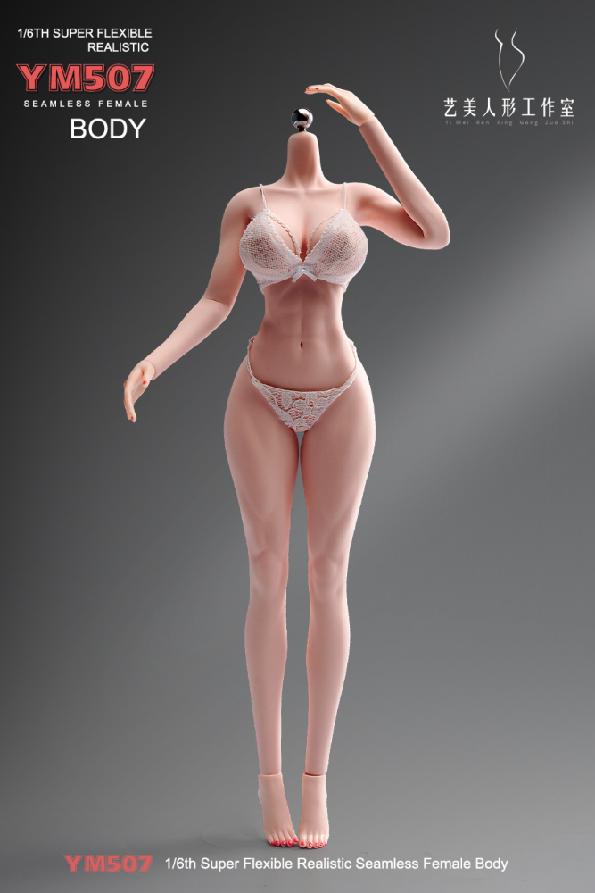 1/6 Scale Female Body, 12inch Super Flexible Seamless Large Bust Normal Skin Figure Slender Waist Soft Miniature Action Figure Body with Detachable Feet