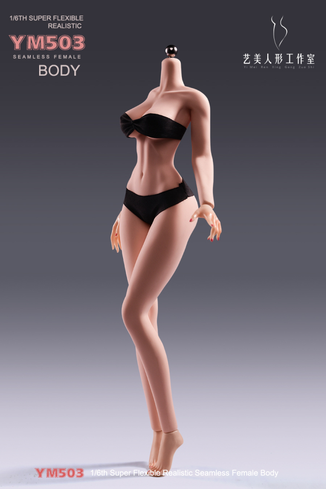 1/6 Scale Female Body, 12inch Super Flexible Seamless Large Bust Normal Skin Figure Slender Waist Soft Miniature Action Figure Body with Detachable Feet