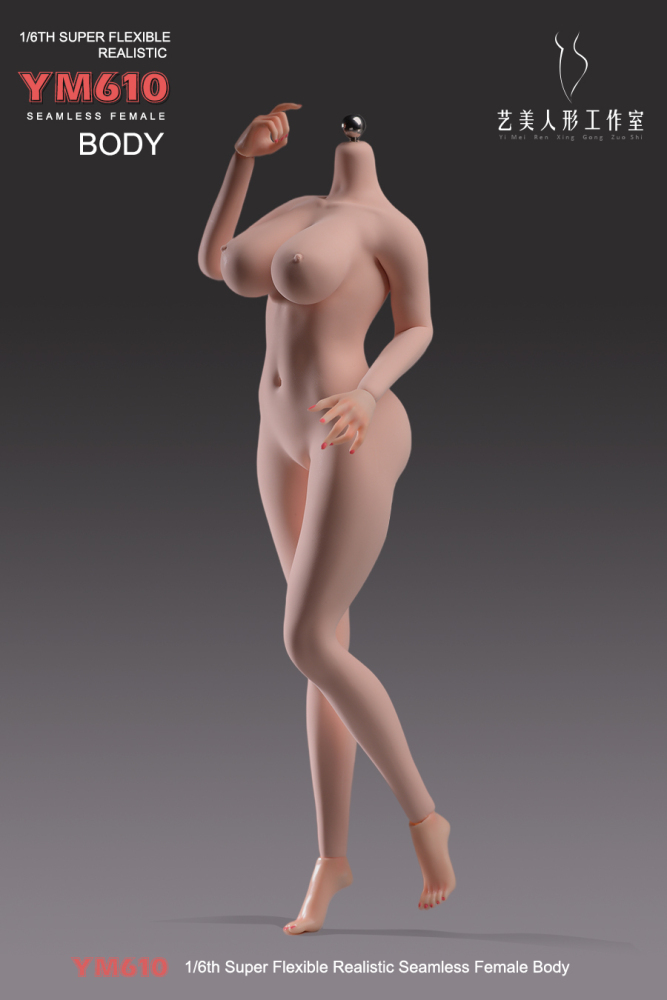 1/6 Scale Female Body, 12inch Super Flexible Seamless Large Bust Normal Skin Figure Slender Waist Soft Miniature Action Figure Body with Detachable Feet