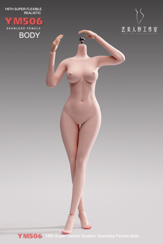 1/6 Scale Female Body, 12inch Super Flexible Seamless Large Bust Normal Skin Figure Slender Waist Soft Miniature Action Figure Body with Detachable Feet