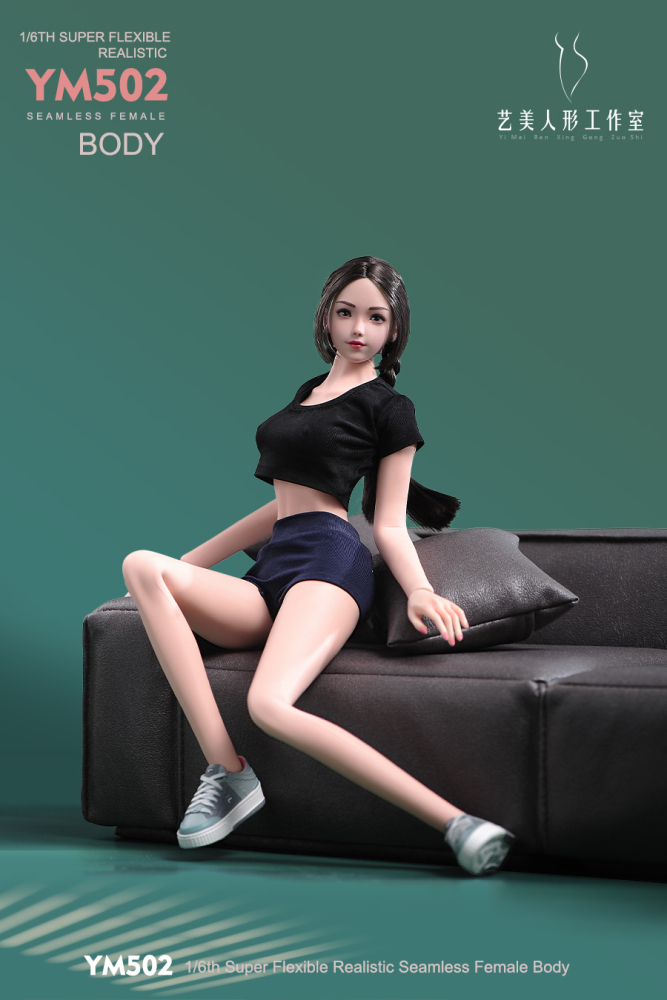 1/6 Scale Female Body 12inch Super Flexible Large Bust Narrow Shoulder Seamless Female Figure Body with Detachable Feet Pale Skin Miniature Action Figure Doll