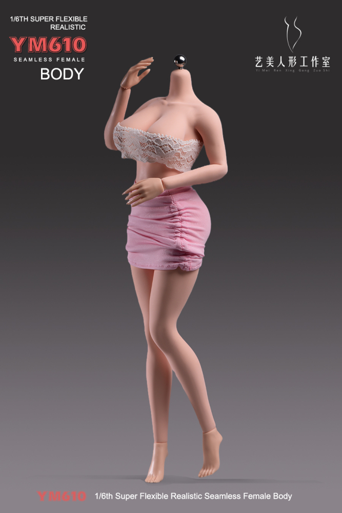 1/6 Scale Female Body, 12inch Super Flexible Seamless Large Bust Normal Skin Figure Slender Waist Soft Miniature Action Figure Body with Detachable Feet