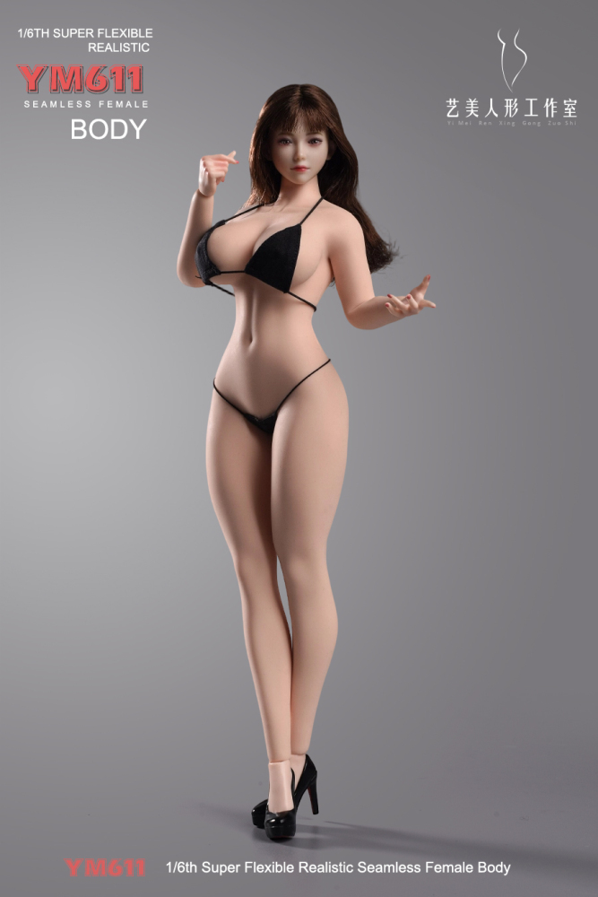 1/6 Scale Female Body, 12inch Super Flexible Seamless Large Bust Normal Skin Figure Slender Waist Soft Miniature Action Figure Body with Detachable Feet