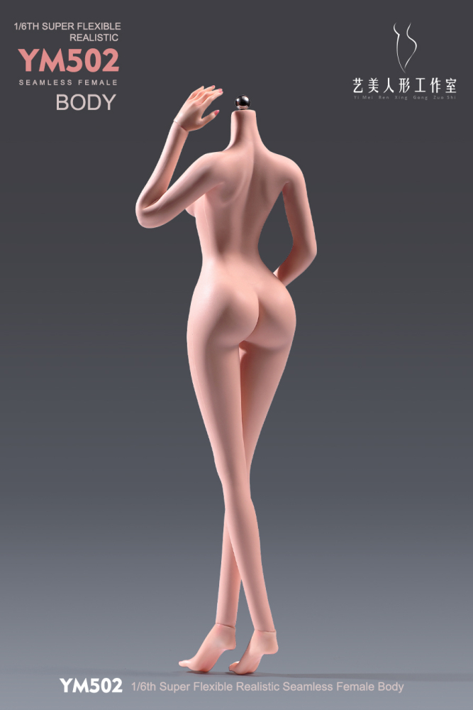 1/6 Scale Female Body 12inch Super Flexible Large Bust Narrow Shoulder Seamless Female Figure Body with Detachable Feet Pale Skin Miniature Action Figure Doll