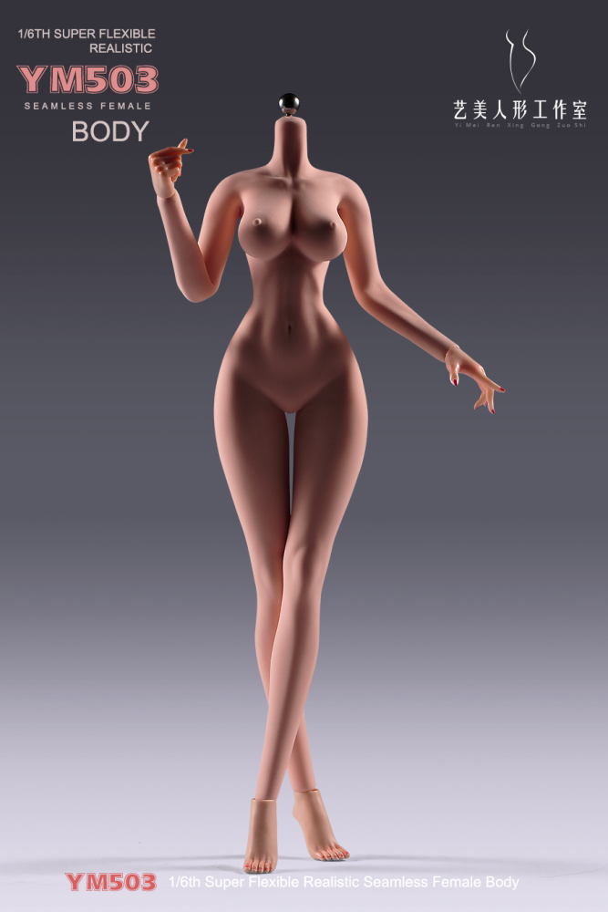 1/6 Scale Female Body, 12inch Super Flexible Seamless Large Bust Normal Skin Figure Slender Waist Soft Miniature Action Figure Body with Detachable Feet