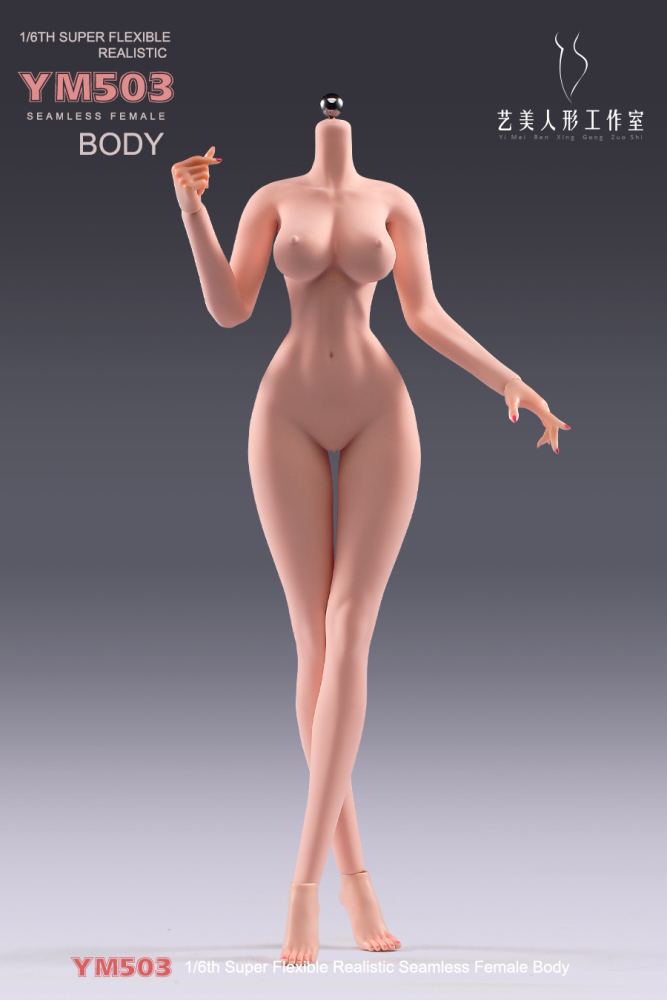 1/6 Scale Female Body, 12inch Super Flexible Seamless Large Bust Normal Skin Figure Slender Waist Soft Miniature Action Figure Body with Detachable Feet