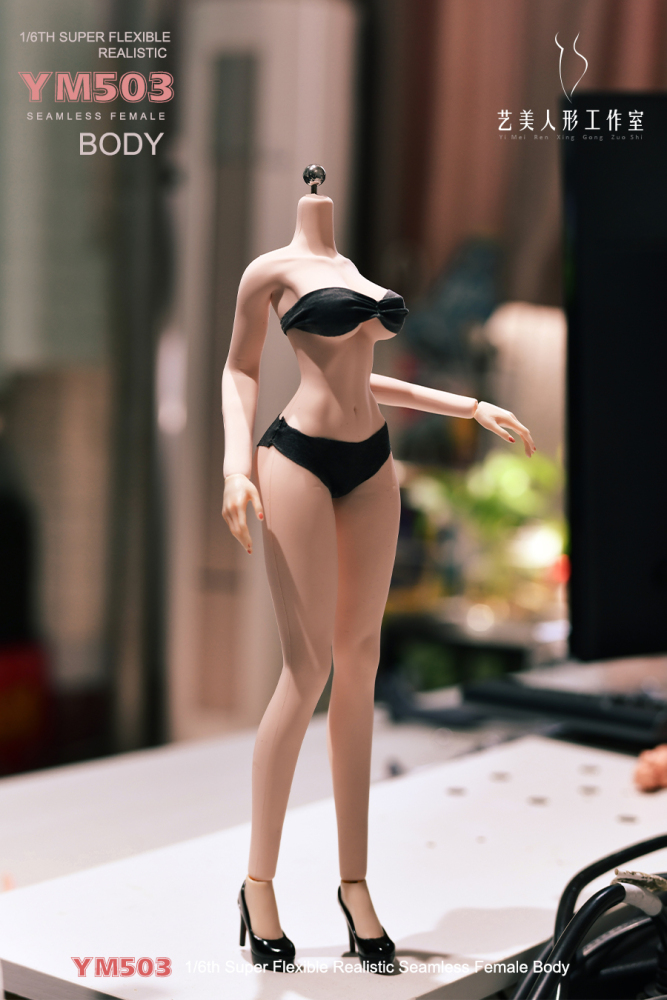 1/6 Scale Female Body, 12inch Super Flexible Seamless Large Bust Normal Skin Figure Slender Waist Soft Miniature Action Figure Body with Detachable Feet
